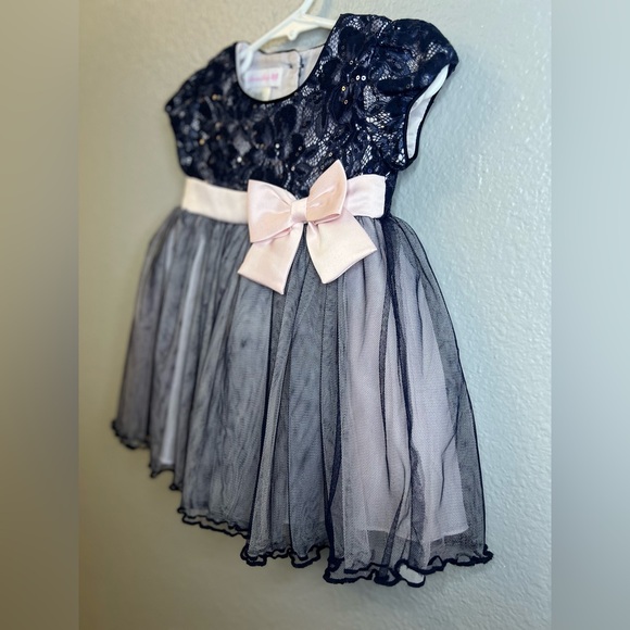 Bonnie Baby Navy & Pink Tulle Party Dress | Size 12M - Picture 2 of 8